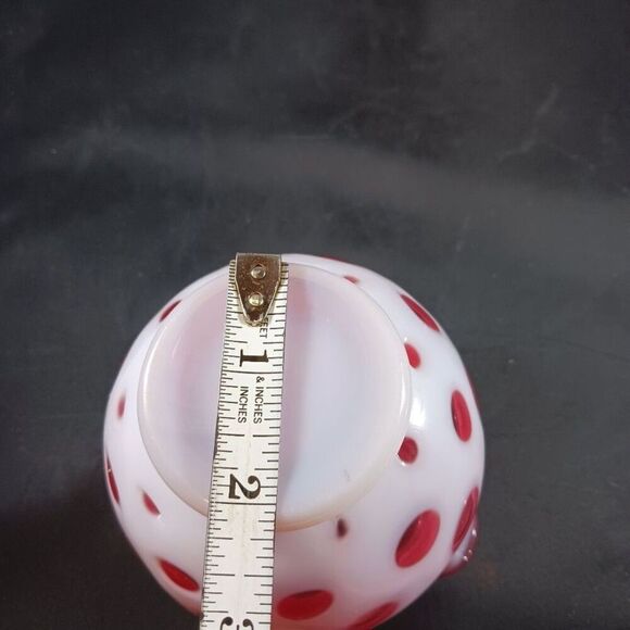 Fenton Cranberry Coin Dot Ruffled Rose Bowl - Picture 6 of 10